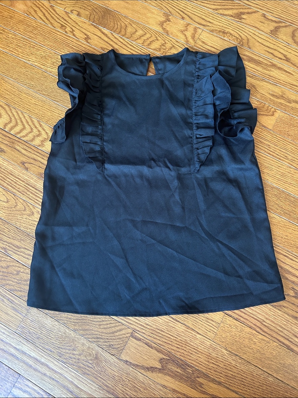 Black Ruffle-Sleeve Women's Top